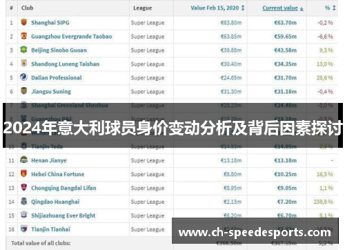 2024年意大利球员身价变动分析及背后因素探讨